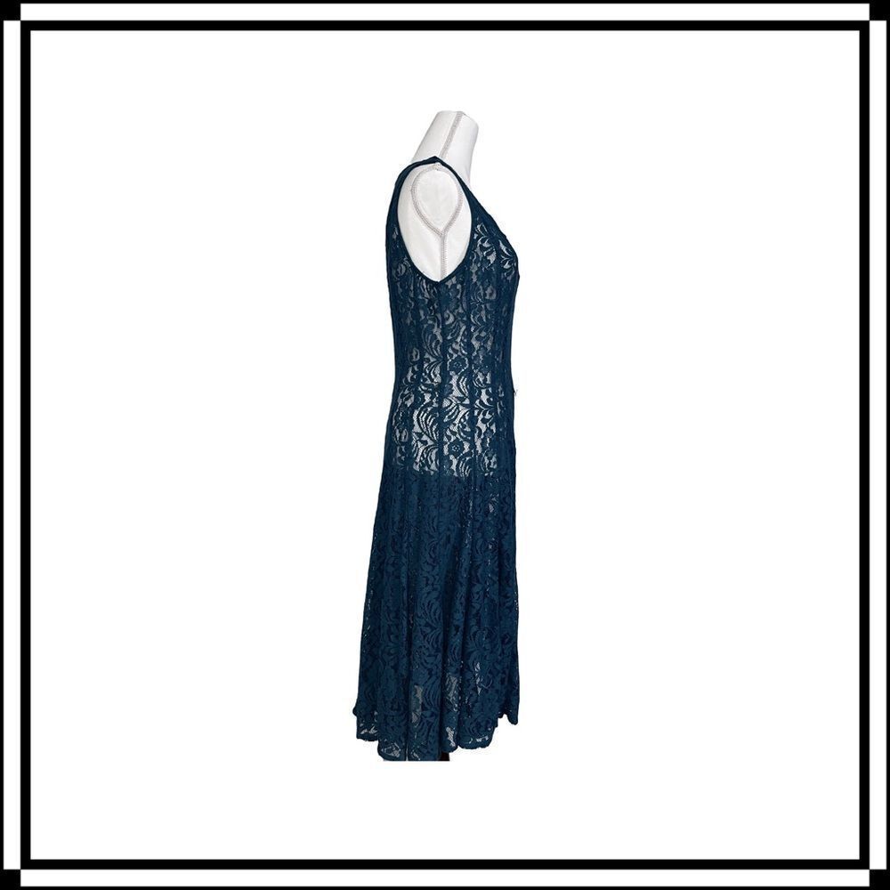EUC! Leslie Fay Green Lace Overlay Dress, Size 12 - Picture 2 of 5